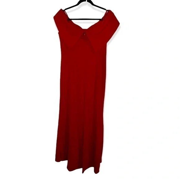 Marina off the shoulder red gown - Picture 2 of 5